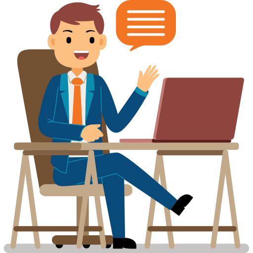 Illustration of a person working at a laptop